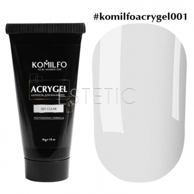 Акрил-гель Komilfo Acryl Gel №001 Clear (прозрачный), 30 г