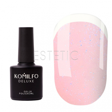 Komilfo KC Glitter French Rubber Base №KC003 - Каучуковая френч-база (светло-розовый с голубым микроблеском),  8 мл