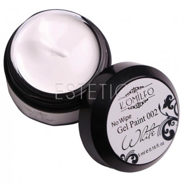 Komilfo No Wipe Gel Paint №002 White - Гель-фарба БЕЗ липкого шару (білий), 5 мл